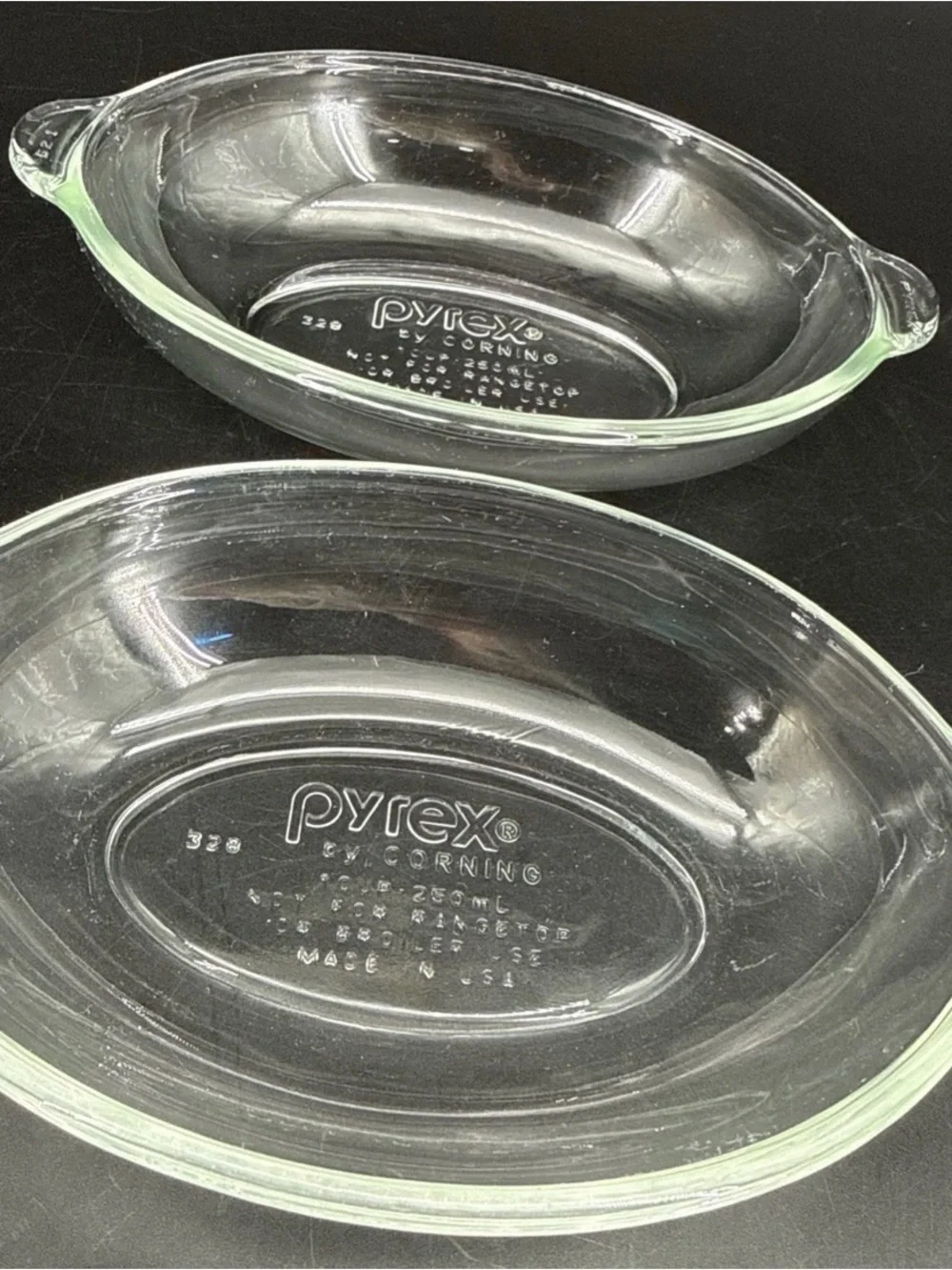 2 Vintage Individual Pyrex Bowls 1 cup 250ml Model #328